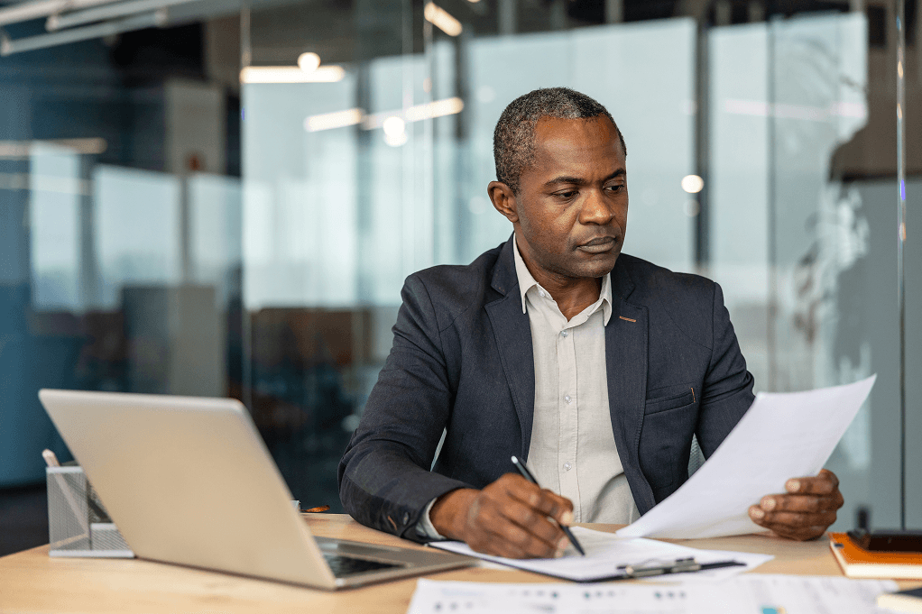 business professional working on a laptop