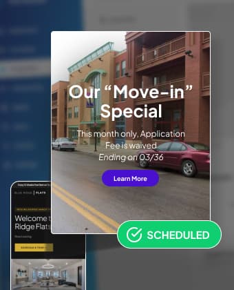 Fortress site pop-up scheduling a move-in special promotion