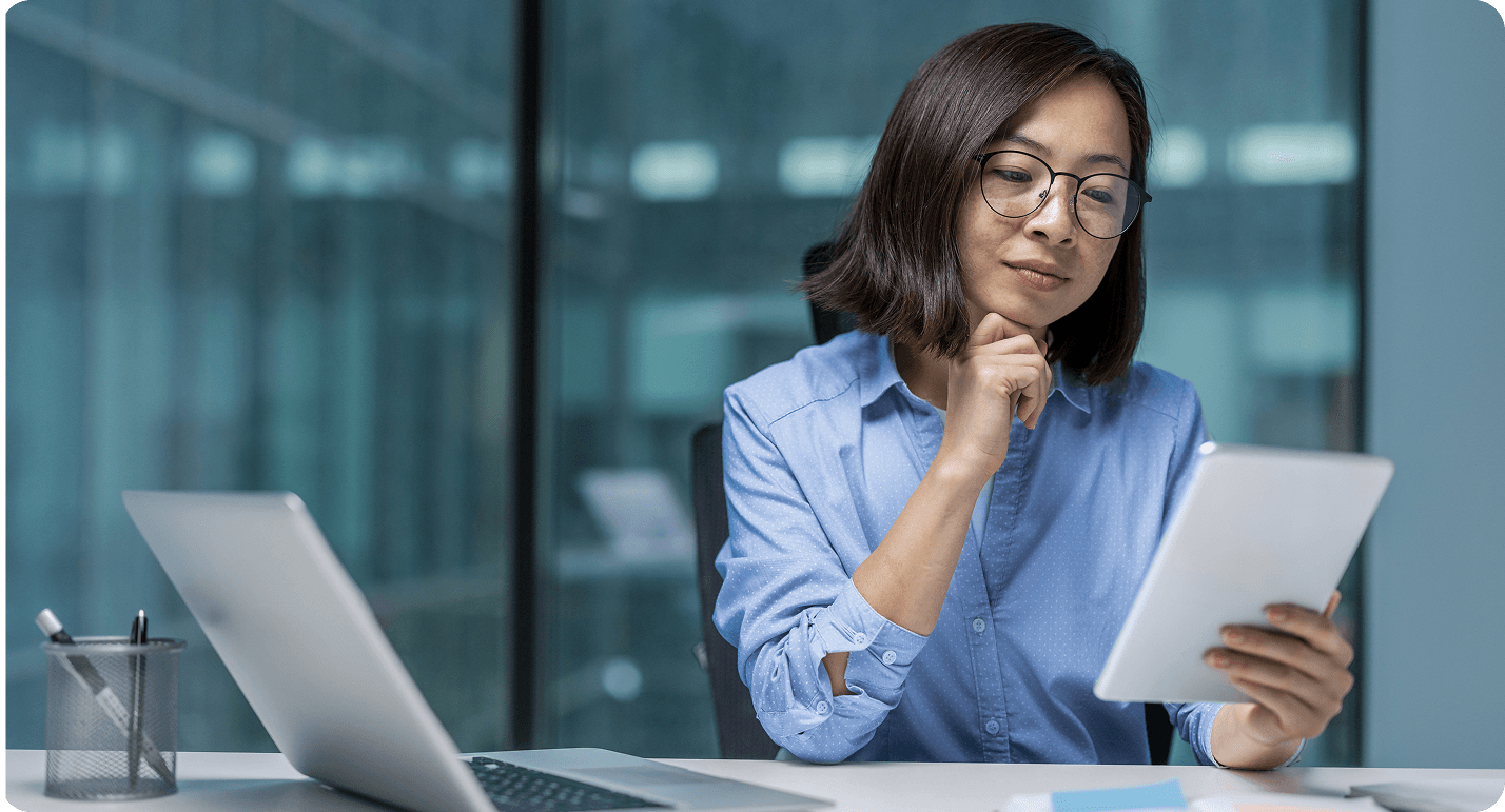thinking about software shown on a laptop